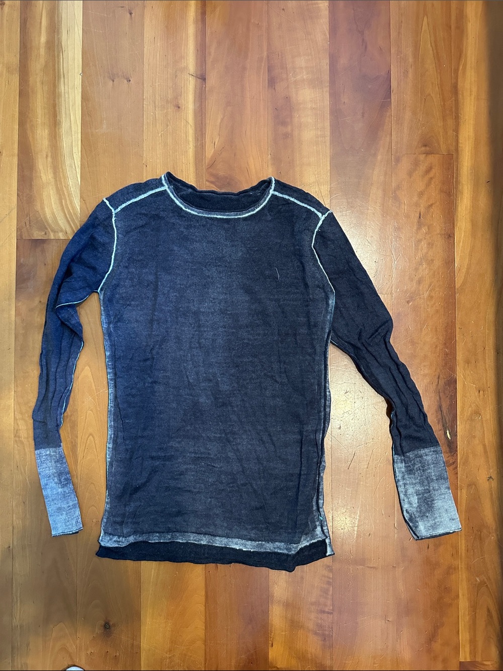 Washed Black Long Sleeve Thermal Top